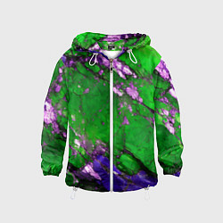 Ветровка с капюшоном детская A purple mineral in a green stone, цвет: 3D-белый