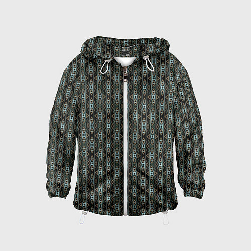 Детская ветровка Вертикальный геометрический узор на черном / 3D-Белый – фото 1