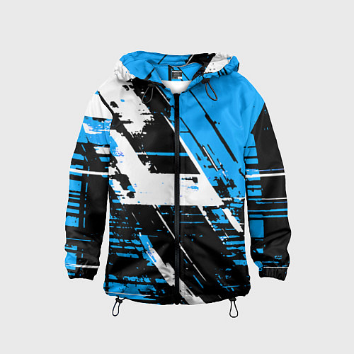 Детская ветровка Diagonal black and white stripes on a blue backgro / 3D-Черный – фото 1