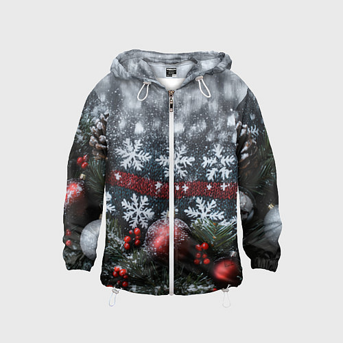 Детская ветровка Новогодние снежинки / 3D-Белый – фото 1