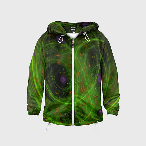 Детская ветровка Зелёный дым абстракция / 3D-Белый – фото 1