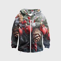 Детская ветровка Новогодние украшения на ветках