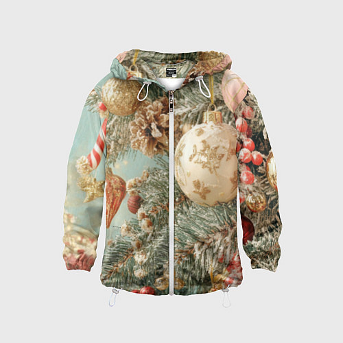 Детская ветровка Елочные новогодние игрушки / 3D-Белый – фото 1