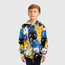 Ветровка с капюшоном детская Много цветных котиков, цвет: 3D-черный — фото 2