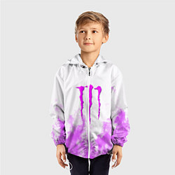 Ветровка с капюшоном детская Monster energy neon flame, цвет: 3D-белый — фото 2