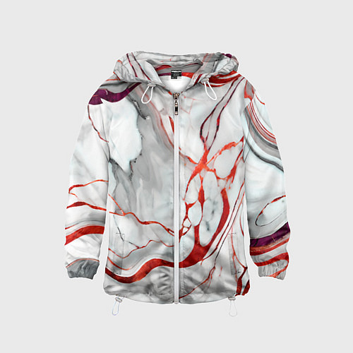 Детская ветровка Красно-белый мрамор / 3D-Белый – фото 1