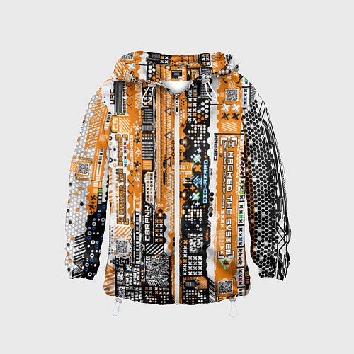 Детская ветровка Киберпанк паттерн жёлтый / 3D-Белый – фото 1