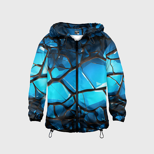 Детская ветровка Синяя текстура объемных плит / 3D-Черный – фото 1