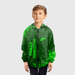 Ветровка с капюшоном детская Forza Horizon - green gradient вертикально, цвет: 3D-черный — фото 2