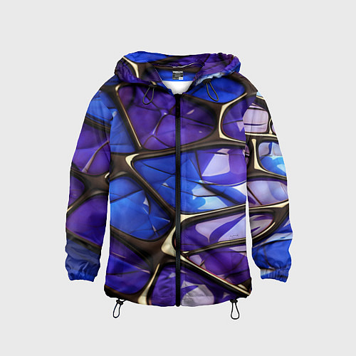 Детская ветровка Синие и фиолетовые плиты / 3D-Черный – фото 1
