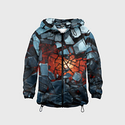 Ветровка с капюшоном детская Разбиты камни в текстуре, цвет: 3D-черный