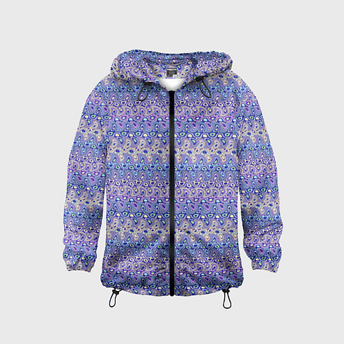 Детская ветровка Сиреневый с полосатым узором паттерн / 3D-Черный – фото 1