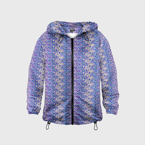 Детская ветровка Сиреневый с узором паттерн / 3D-Черный – фото 1