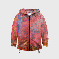 Ветровка с капюшоном детская Абстракция - red yellow grunge, цвет: 3D-черный