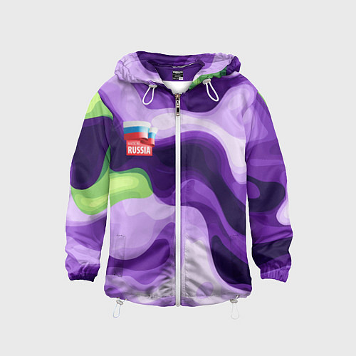 Детская ветровка Фиолетовый камуфляж Россия / 3D-Белый – фото 1