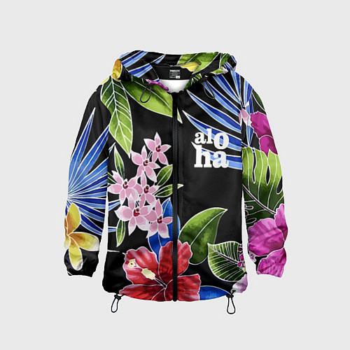 Детская ветровка Tropical flowers - aloha / 3D-Черный – фото 1