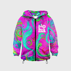 Ветровка с капюшоном детская Abstract floral pattern - aloha, цвет: 3D-черный