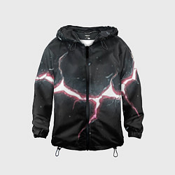 Ветровка с капюшоном детская Разлом на черной плите, цвет: 3D-черный