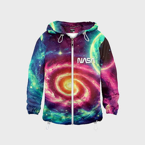 Детская ветровка Spiral galaxy - neon glow / 3D-Белый – фото 1