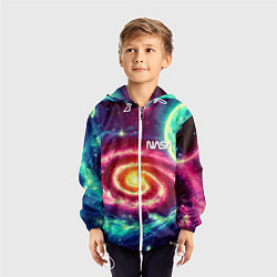 Ветровка с капюшоном детская Spiral galaxy - neon glow, цвет: 3D-белый — фото 2