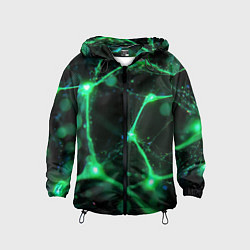 Ветровка с капюшоном детская Зеленый нейроны, цвет: 3D-черный