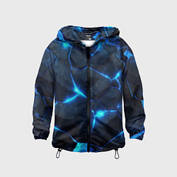 Ветровка с капюшоном детская Неоновый синий свет из плит, цвет: 3D-черный