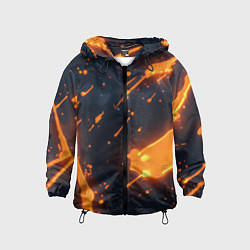 Ветровка с капюшоном детская Оранжевая краска в движении, цвет: 3D-черный