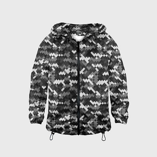 Детская ветровка Серая пиксельная текстура / 3D-Черный – фото 1