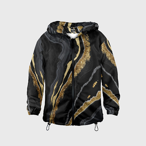 Детская ветровка Узоры черного мрамора с золотом / 3D-Черный – фото 1