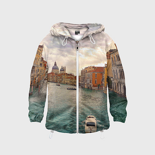 Детская ветровка Гранд-канал Венеции - городской пейзаж / 3D-Белый – фото 1