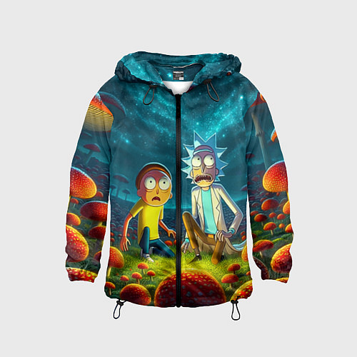 Детская ветровка Rick and Morty on the fly agaric planet / 3D-Черный – фото 1