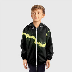 Ветровка с капюшоном детская Желтая трещина на черном, цвет: 3D-белый — фото 2