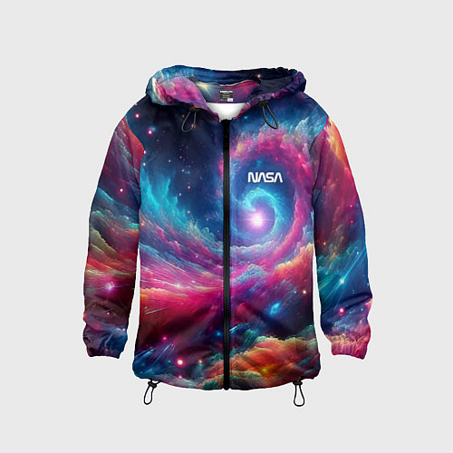 Детская ветровка Неоновая галактическая спираль - нейроарт / 3D-Черный – фото 1