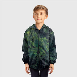 Ветровка с капюшоном детская Абстракция - green camouflage background, цвет: 3D-черный — фото 2