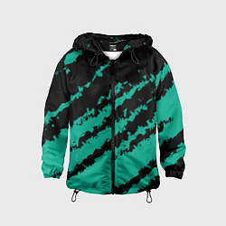 Ветровка с капюшоном детская The color is black and turquoise, цвет: 3D-черный