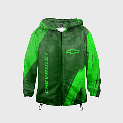Ветровка с капюшоном детская Chevrolet - green gradient вертикально, цвет: 3D-черный