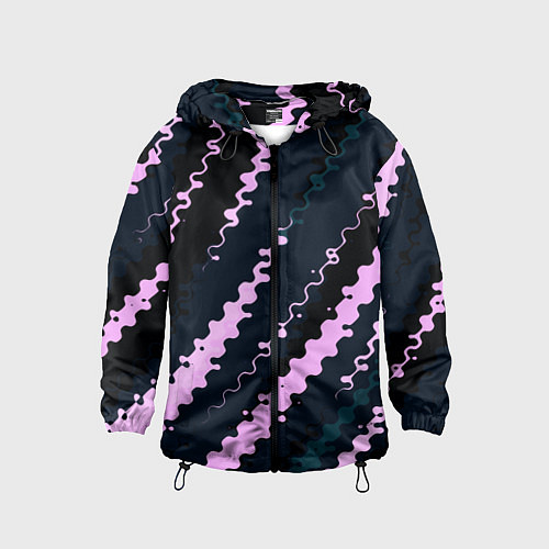 Детская ветровка Тёмно-синий с розовым искажённые полосы / 3D-Черный – фото 1