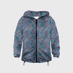 Ветровка с капюшоном детская Деревенский абстрактный цветочный узор, цвет: 3D-черный