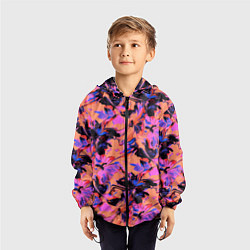 Ветровка с капюшоном детская Абстрактные цветы - текучая краска, цвет: 3D-черный — фото 2