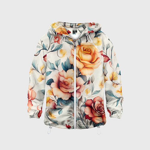 Детская ветровка Паттерн с переплетением цветов / 3D-Белый – фото 1