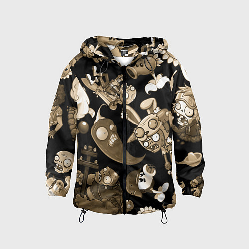 Детская ветровка Растения против зомби в бежевом цвете / 3D-Черный – фото 1