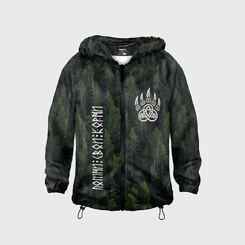 Детская ветровка Помни свои корни - лапа медведя печать Велеса / 3D-Черный – фото 1