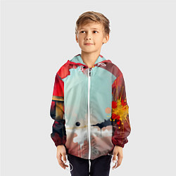 Ветровка с капюшоном детская Сюрреалистичная абстракция, цвет: 3D-белый — фото 2