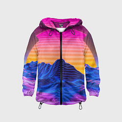 Ветровка с капюшоном детская Неоновый закат, цвет: 3D-черный