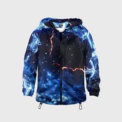 Ветровка с капюшоном детская Звезды и молнии в разломе плит, цвет: 3D-черный
