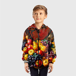 Ветровка с капюшоном детская Фруктовый натюрморт, цвет: 3D-черный — фото 2