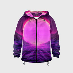 Детская ветровка Синтвейв ретровейв неоновый узор и солнце