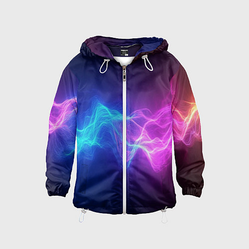 Детская ветровка Звуковая волна неоновый узор / 3D-Белый – фото 1