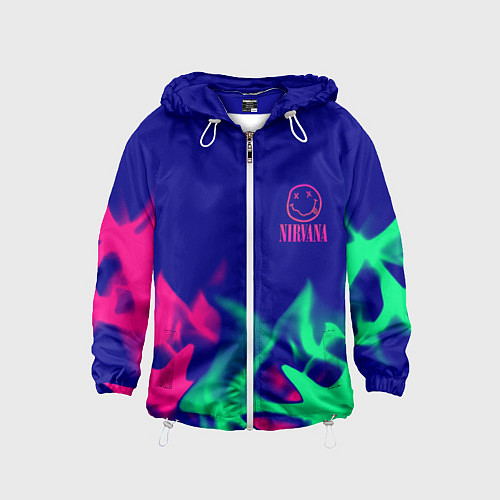 Детская ветровка Nirvana fire neon / 3D-Белый – фото 1