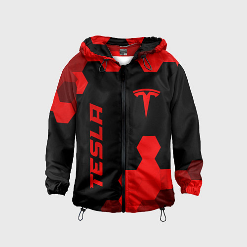 Детская ветровка Tesla - red gradient вертикально / 3D-Черный – фото 1